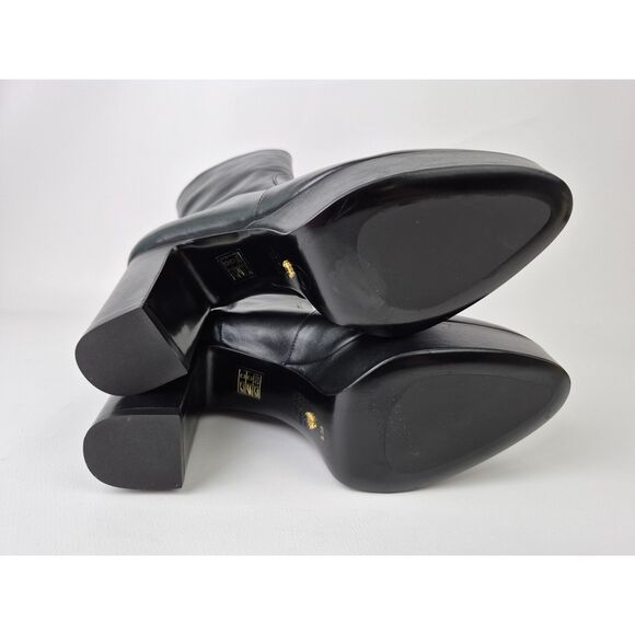 Stuart Weitzman Women's Black Leather Lala Platform Zip Bootie Size 8.5 B - Picture 6 of 8